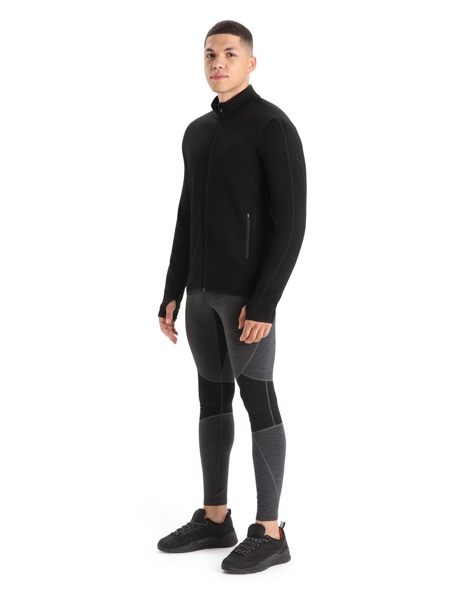 Icebreaker RealFleece™ Merino Elemental Long Sleeve Zip Jacket Miesten Huppari Mustat | FI 1251DFMN